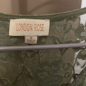 London Rose Green Lace Top